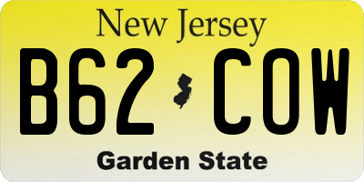 NJ license plate B62COW