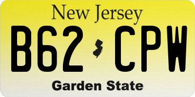 NJ license plate B62CPW