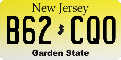 NJ license plate B62CQO