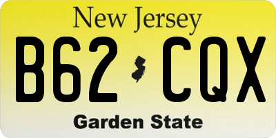 NJ license plate B62CQX