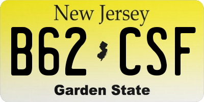 NJ license plate B62CSF