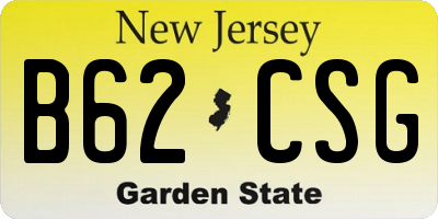 NJ license plate B62CSG