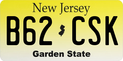 NJ license plate B62CSK