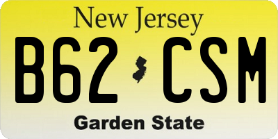 NJ license plate B62CSM
