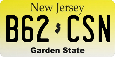 NJ license plate B62CSN