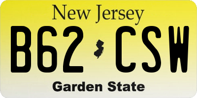 NJ license plate B62CSW