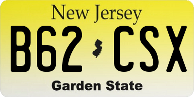 NJ license plate B62CSX