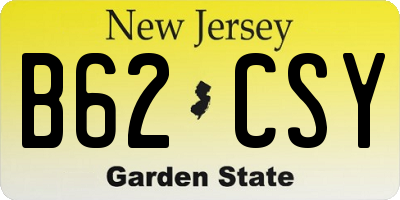 NJ license plate B62CSY
