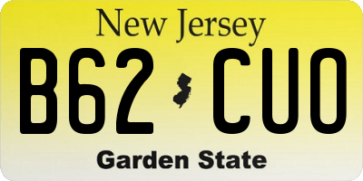 NJ license plate B62CUO