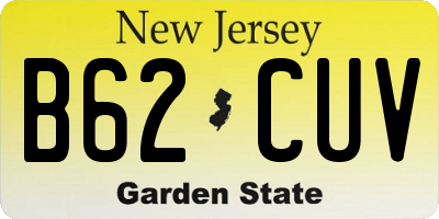 NJ license plate B62CUV