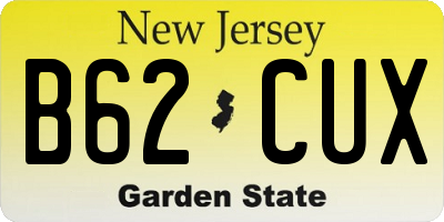 NJ license plate B62CUX