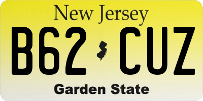 NJ license plate B62CUZ