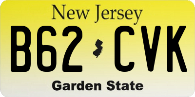 NJ license plate B62CVK