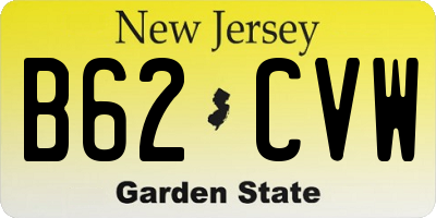NJ license plate B62CVW
