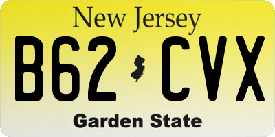 NJ license plate B62CVX