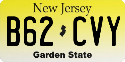 NJ license plate B62CVY