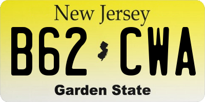 NJ license plate B62CWA