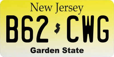 NJ license plate B62CWG