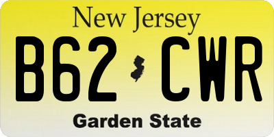NJ license plate B62CWR
