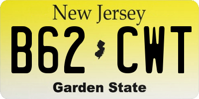 NJ license plate B62CWT