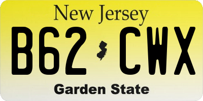 NJ license plate B62CWX