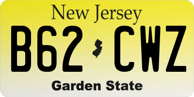 NJ license plate B62CWZ