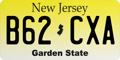 NJ license plate B62CXA