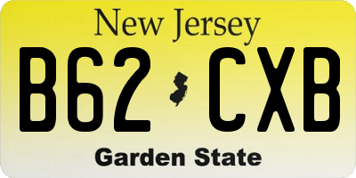 NJ license plate B62CXB