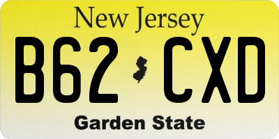 NJ license plate B62CXD