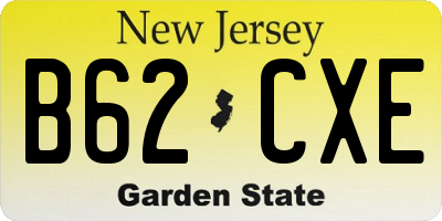 NJ license plate B62CXE