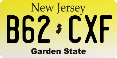 NJ license plate B62CXF