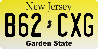 NJ license plate B62CXG