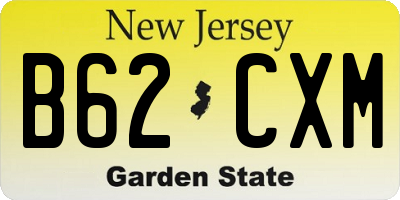NJ license plate B62CXM