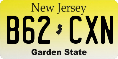 NJ license plate B62CXN
