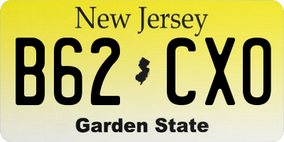 NJ license plate B62CXO