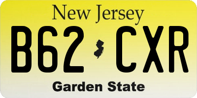 NJ license plate B62CXR