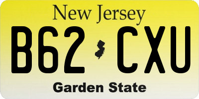 NJ license plate B62CXU