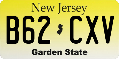 NJ license plate B62CXV