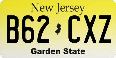 NJ license plate B62CXZ