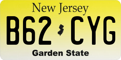 NJ license plate B62CYG
