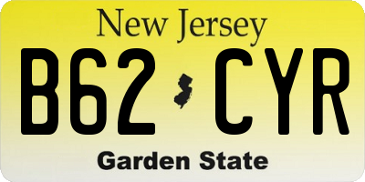 NJ license plate B62CYR