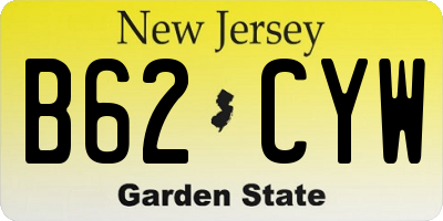NJ license plate B62CYW