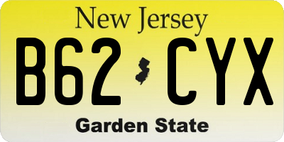 NJ license plate B62CYX