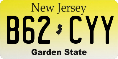 NJ license plate B62CYY