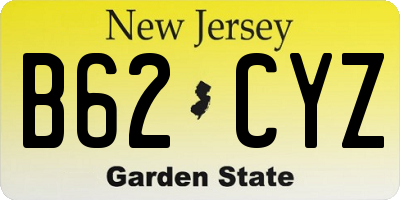 NJ license plate B62CYZ