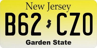 NJ license plate B62CZO
