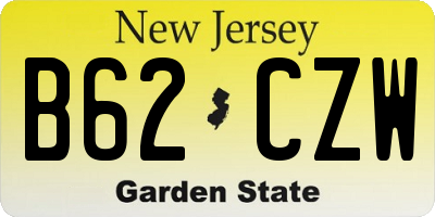 NJ license plate B62CZW