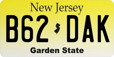 NJ license plate B62DAK