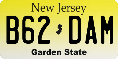 NJ license plate B62DAM