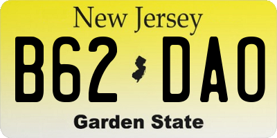NJ license plate B62DAO